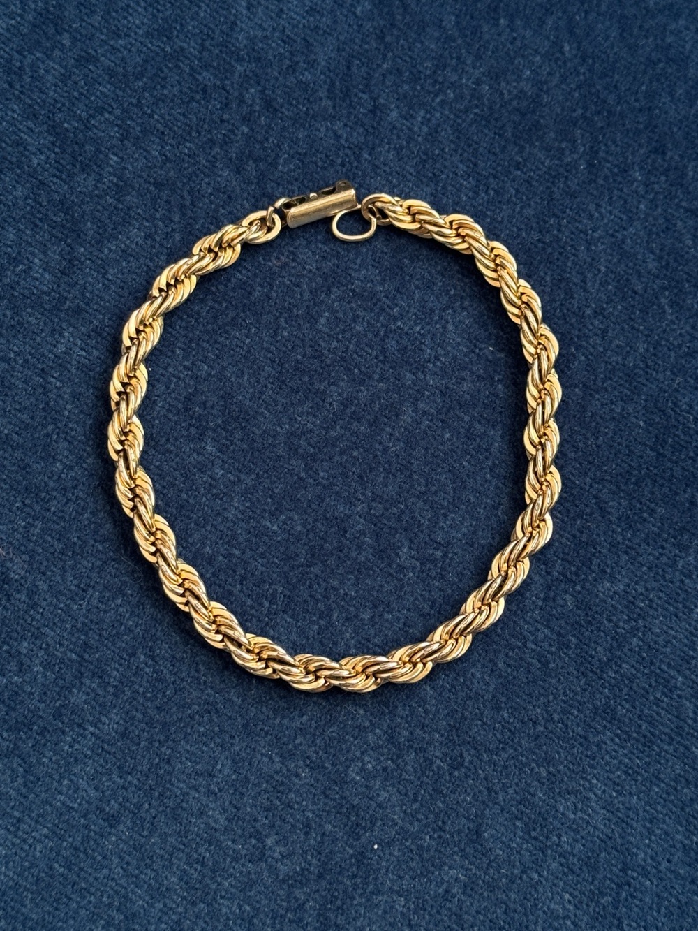 Vintage  1/20 12K Yellow Gold Filled Rope Chain Bracelet